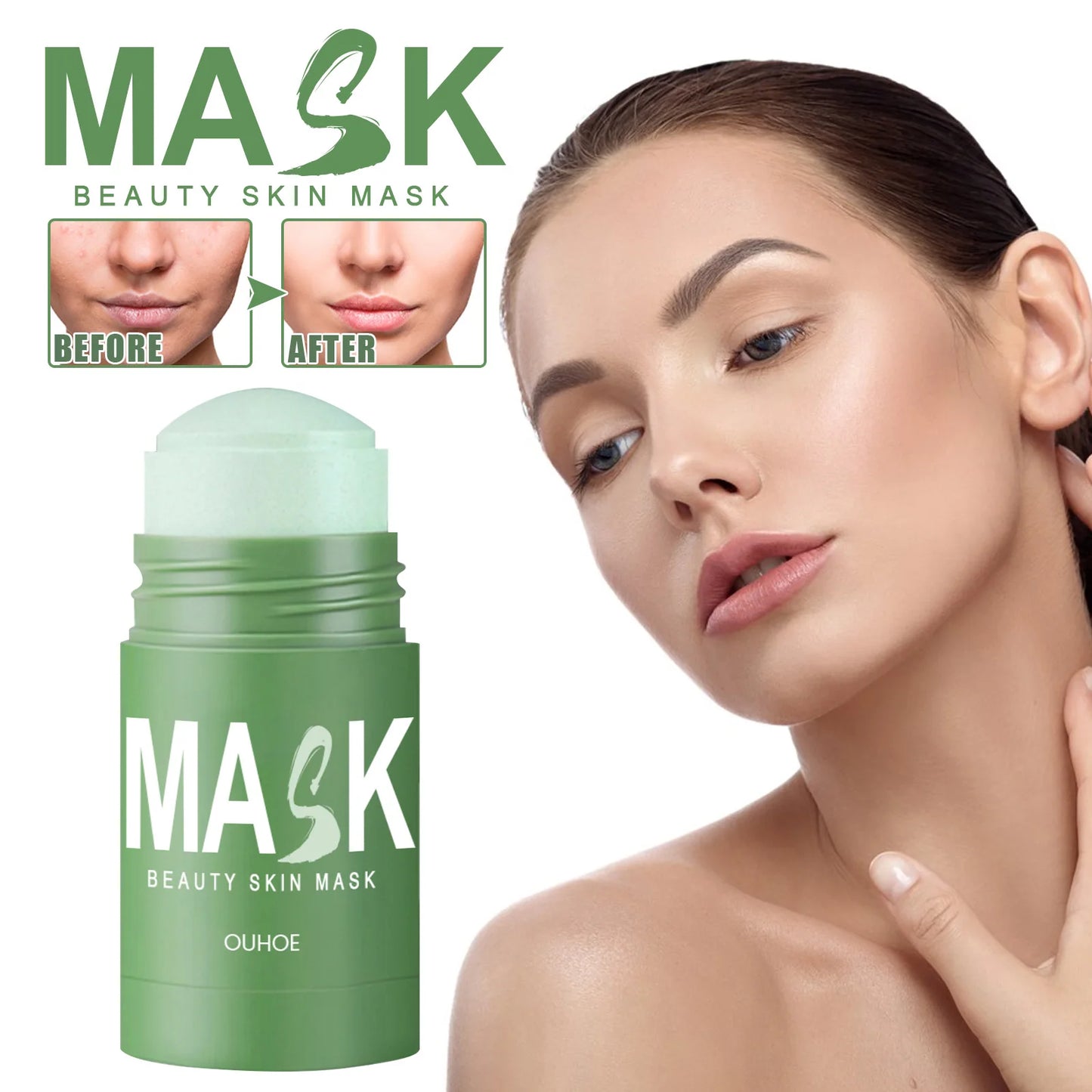 Hot Sale Organic Green Tea Mud Mask Deep Cleaning Oil Control Moisturize Hydrating Skin Rose Rotating Cream Face Care Clay Mask