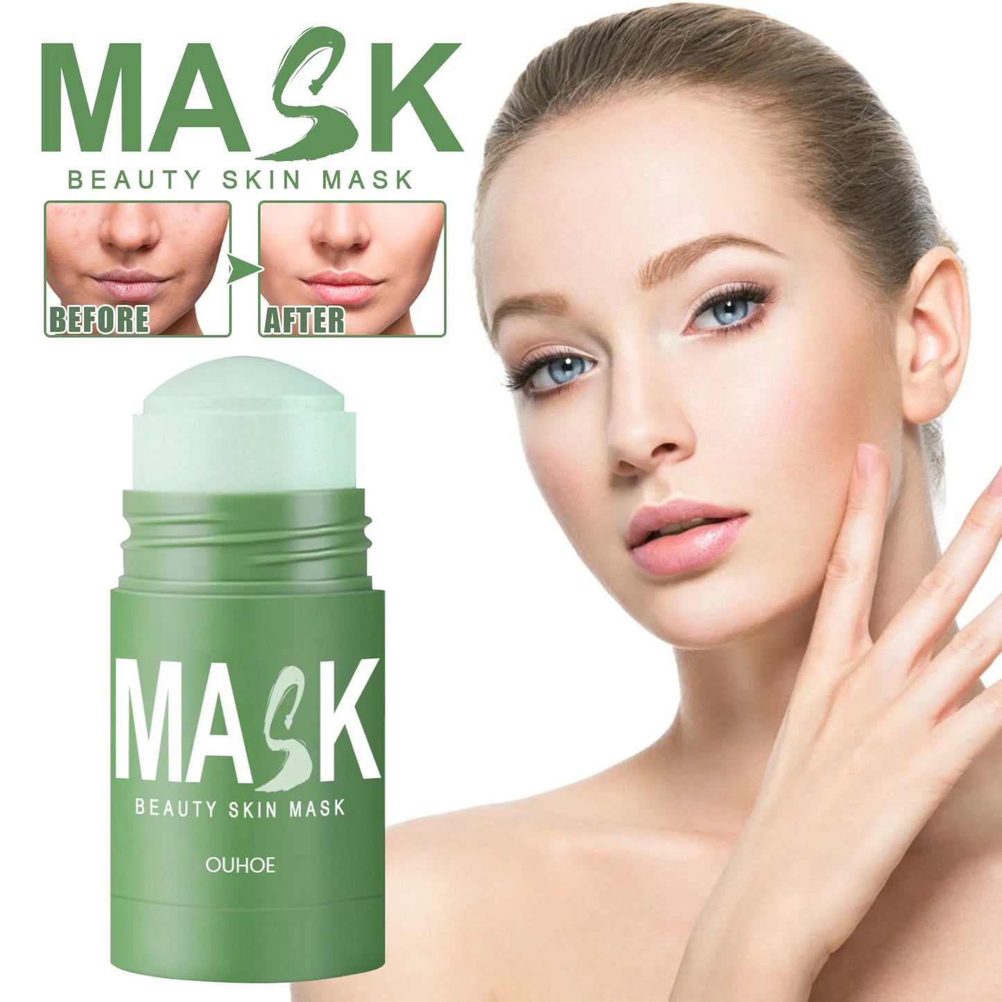 Hot Sale Organic Green Tea Mud Mask Deep Cleaning Oil Control Moisturize Hydrating Skin Rose Rotating Cream Face Care Clay Mask