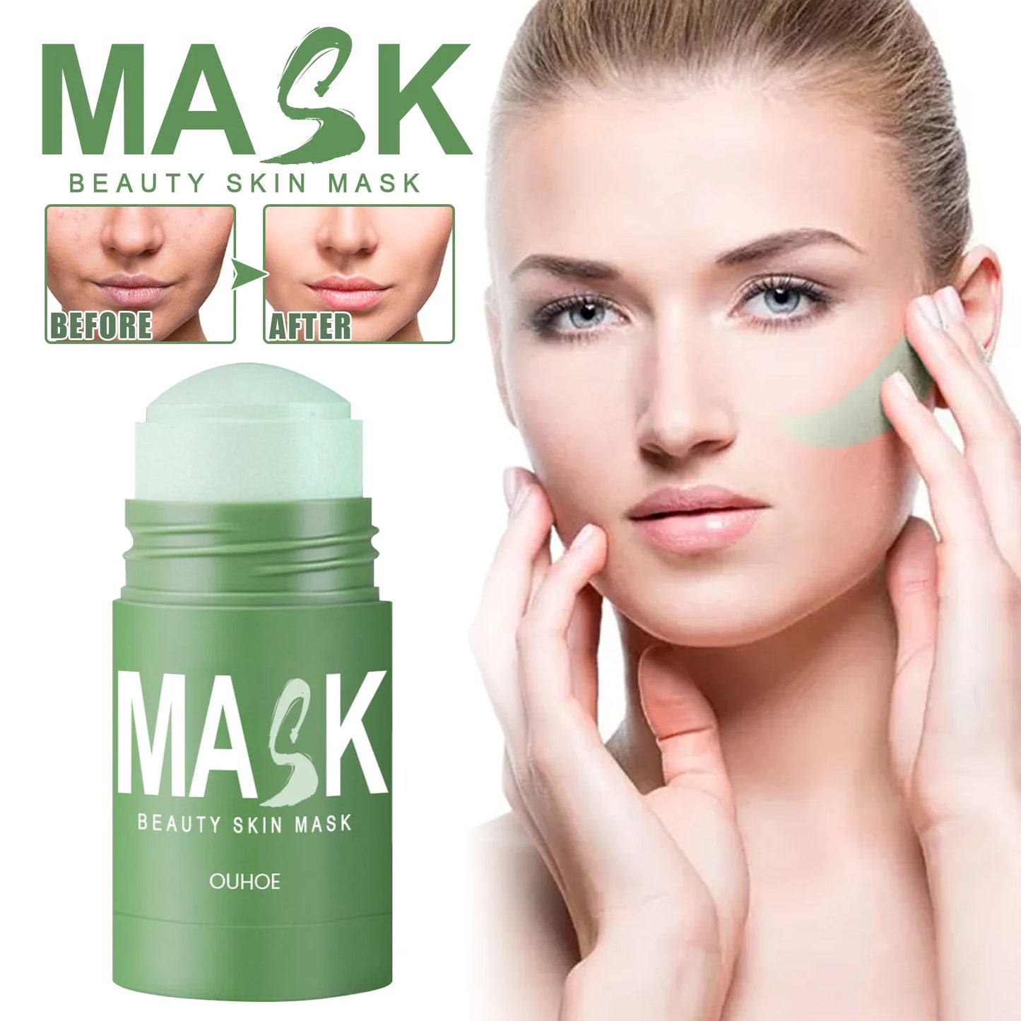 Hot Sale Organic Green Tea Mud Mask Deep Cleaning Oil Control Moisturize Hydrating Skin Rose Rotating Cream Face Care Clay Mask