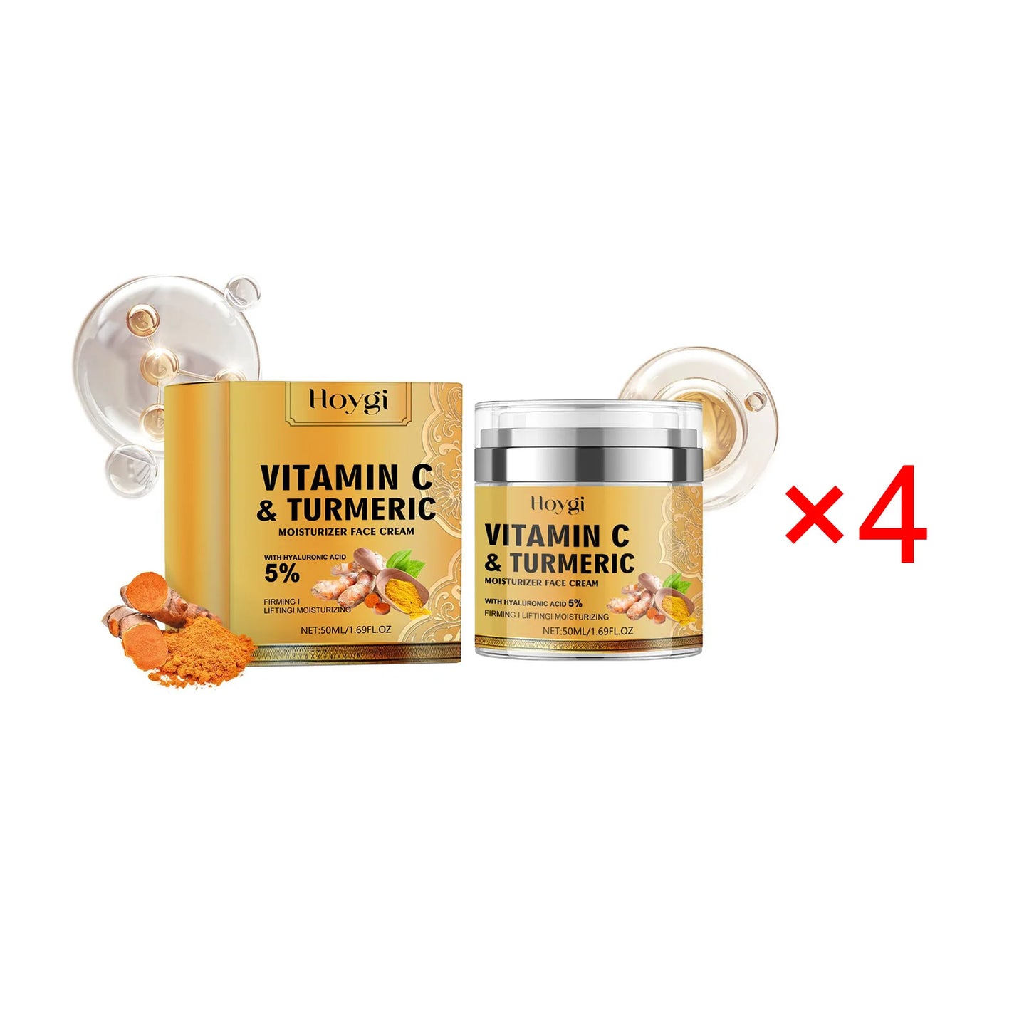 Hoygi 50ml Turmeric Brightening Facial Cream Fade Fine Lines Reduce Melanin Lasting Moisturizing Tender Skin Nourish Face Cream
