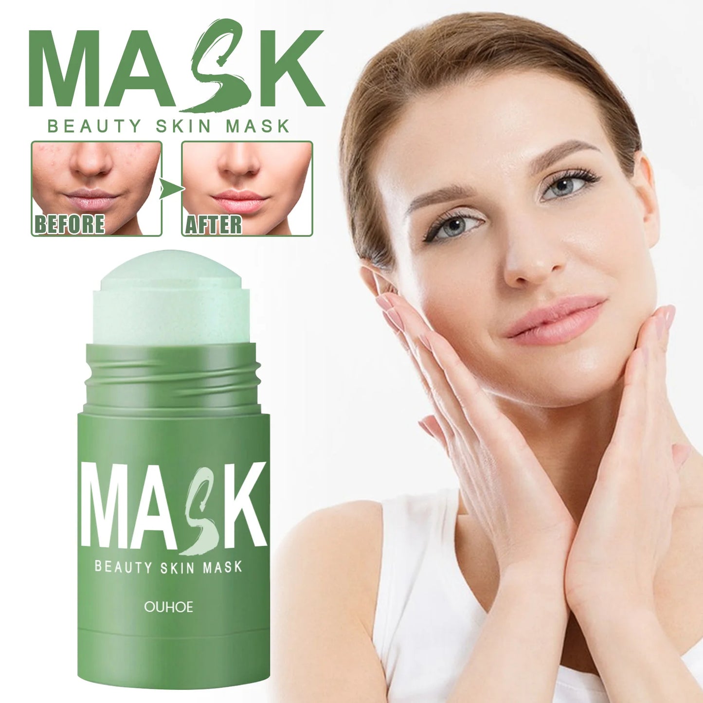 Hot Sale Organic Green Tea Mud Mask Deep Cleaning Oil Control Moisturize Hydrating Skin Rose Rotating Cream Face Care Clay Mask