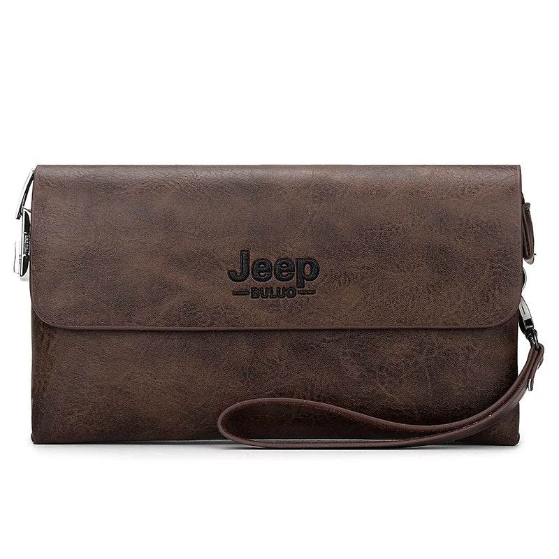 JEEP BULUO Brand PU Leather Clutch Bag In Three Colors New Style Men's Wallet Long Card Bag Men's Wallet Zipper Large Space - Imbasat