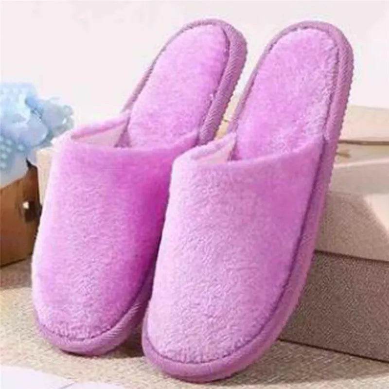 Women Home Slippers Autumn Winter Warm Furry Plush Shoes Indoor Bedroom Light EVA Couple Cotton Slipper Solid Soft Flip Flops - Imbasat