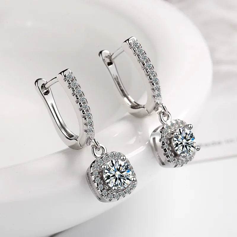 D Moissanite 3ct Earrings 925 Sterling Silver Original Certified Moissanite 1ct Hoop Drop Dangle Earrings 2ct Huggie for Women - Imbasat