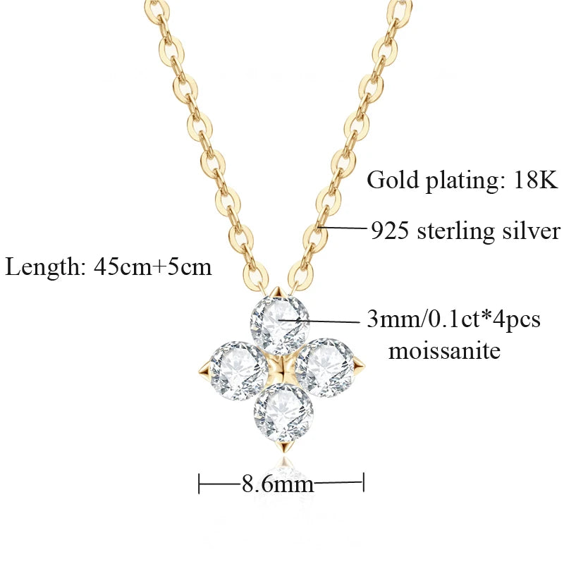 OEVAS 100% 925 Sterling Silver 0.4CT Moissanite Diamond Pendant Necklace For Women Sparkling Clavicle Chain Party Fine Jewelry