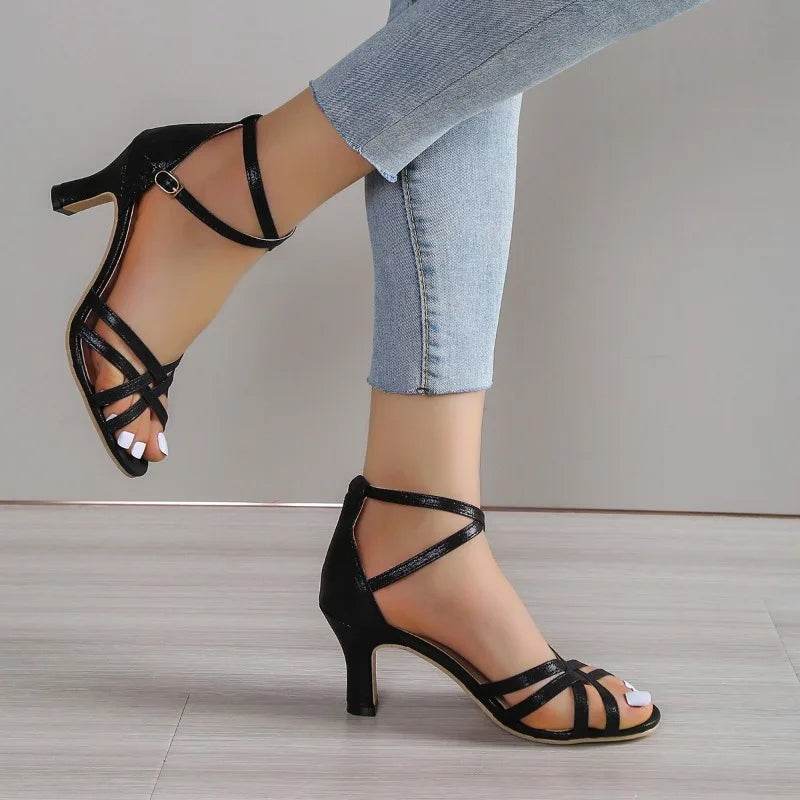 Design Women's Sandals 2024 High Quality Summer New Ladies High Heels Stylish Open Toe Fish Mouth Sandals Sandalias De Mujer - Imbasat