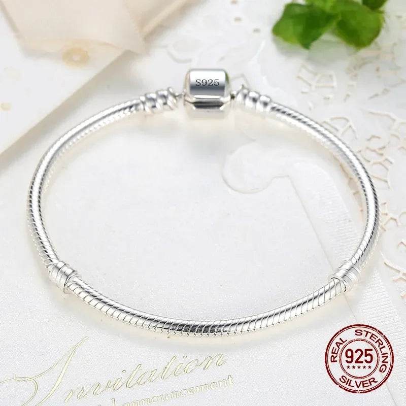 Luxury Handmade Original Fine Jewelry 925 Sterling Silver Charm Bracelet Soft Smooth Snake Bone Bracelets for Women - Imbasat