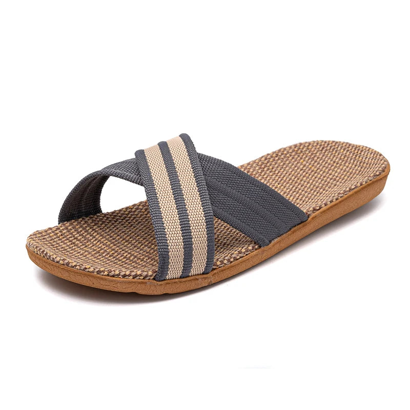 Flat Slippers Linen Lightweight Eva Non-Slip Slides