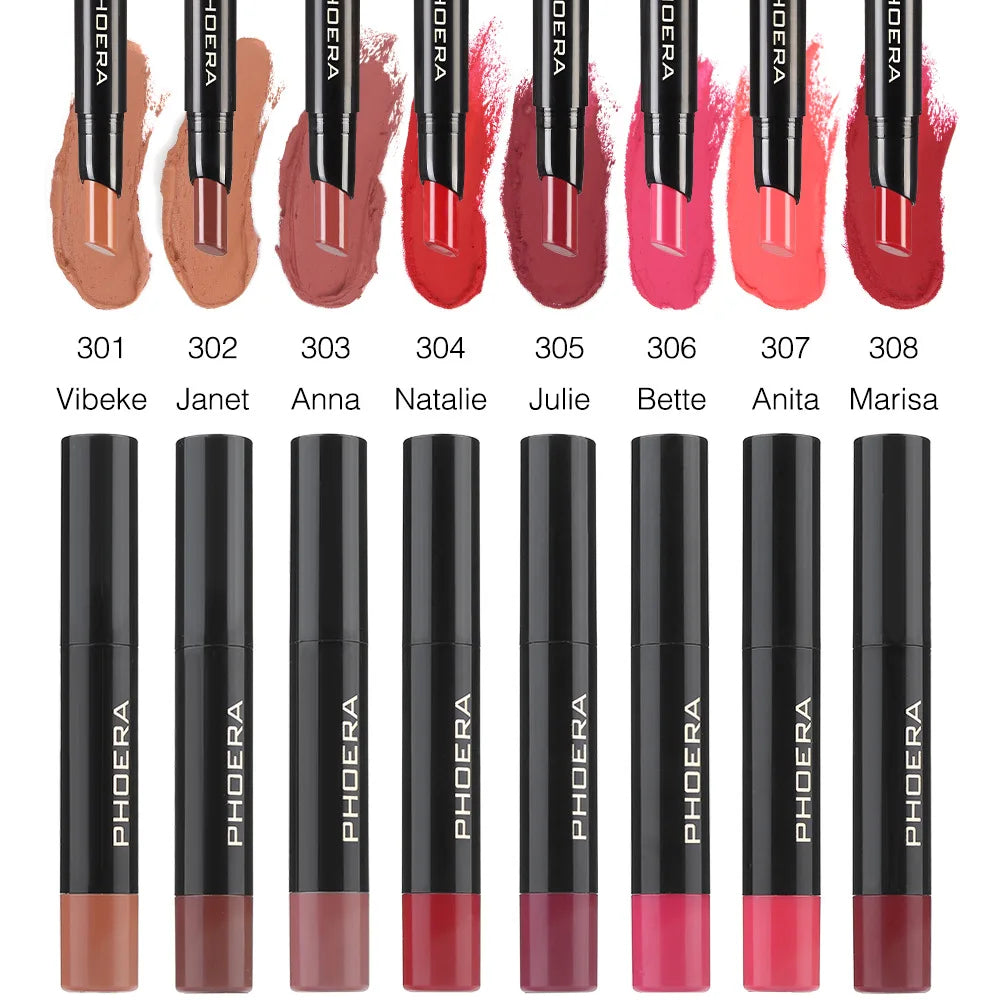 PHOERA 8 Colors New Lipstick Matte Long Lasting Lip Tint Waterproof Non-stick Cup Lip Glaze Red Lip Makeup Beauty Cosmetics