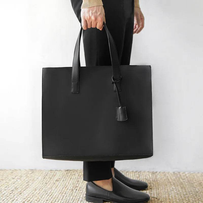 Luxury Soft Leather Handbag For Men Vintage Large Capacity Tote Bag Weekend Male Shoulder Messenger Bag Casual Crossbody Bag - Imbasat