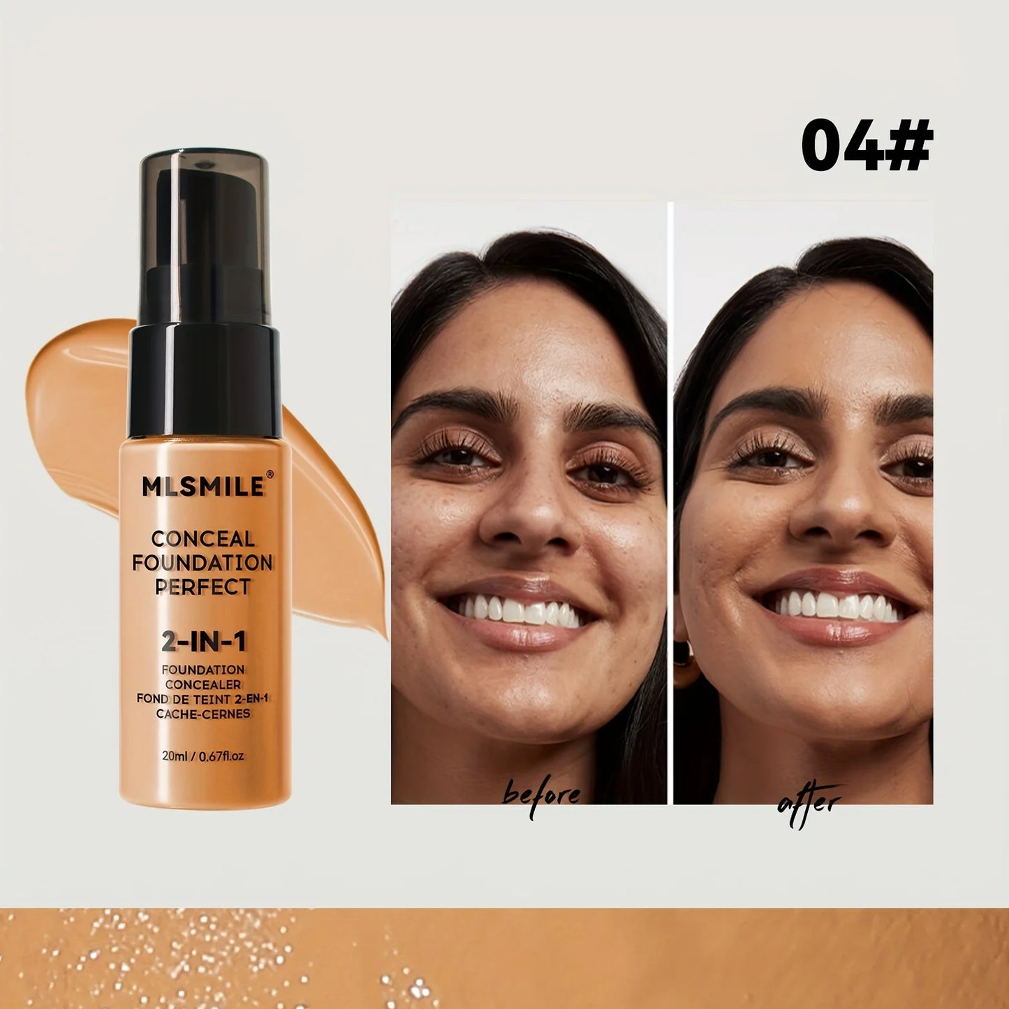 2-In-1 Oil Control Liquid Foundation And Conceal, Full Coverage Long Lasting Waterproof, Hydrating And Brightening Concealer