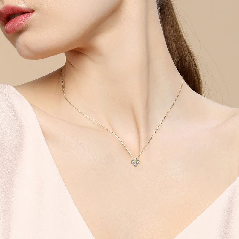 OEVAS 100% 925 Sterling Silver 0.4CT Moissanite Diamond Pendant Necklace For Women Sparkling Clavicle Chain Party Fine Jewelry