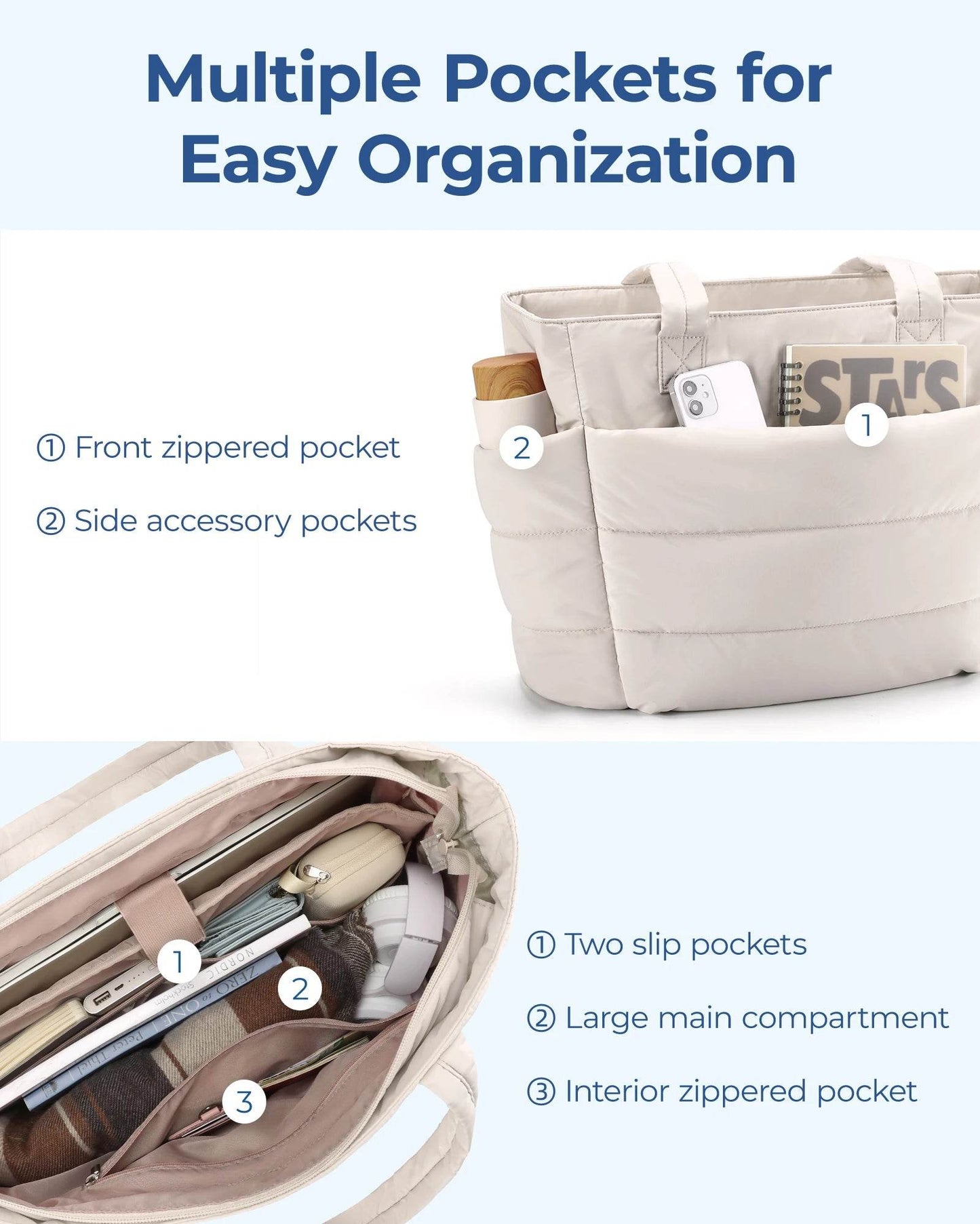 BAGSMART Women's Bag Large Capacity Solid Color Tote Bag Versatile Handbag for Commuter Work Student Class Shopping bag - Imbasat