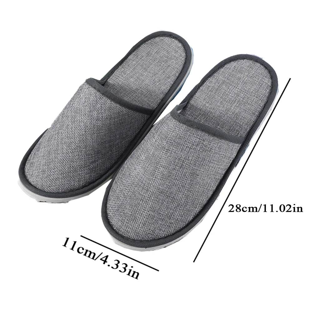 1 Pair Hotel Travel Slippers Cotton Linen Disposable Slippers Sanitary Home Guest Use Men Women Indoor Bedroom House Shoes - Imbasat