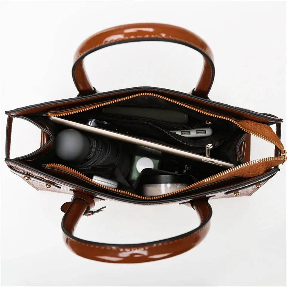 Pantent Leather Women Messenger Bags Crocodile Female Crossbody Shoulder Hand bags For Women 2024 High Quality Ladies Handbags - Imbasat