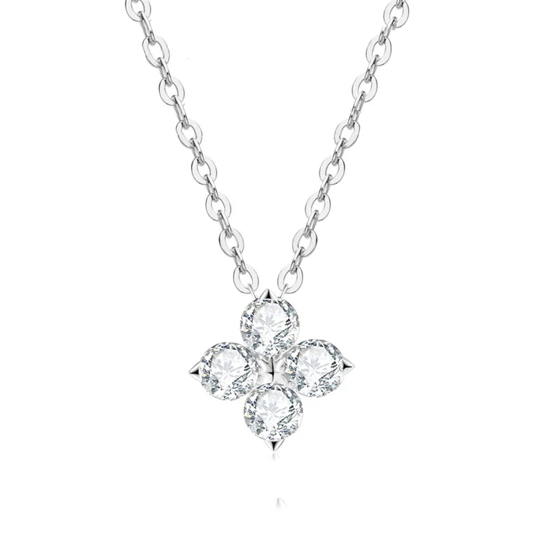 OEVAS 100% 925 Sterling Silver 0.4CT Moissanite Diamond Pendant Necklace For Women Sparkling Clavicle Chain Party Fine Jewelry