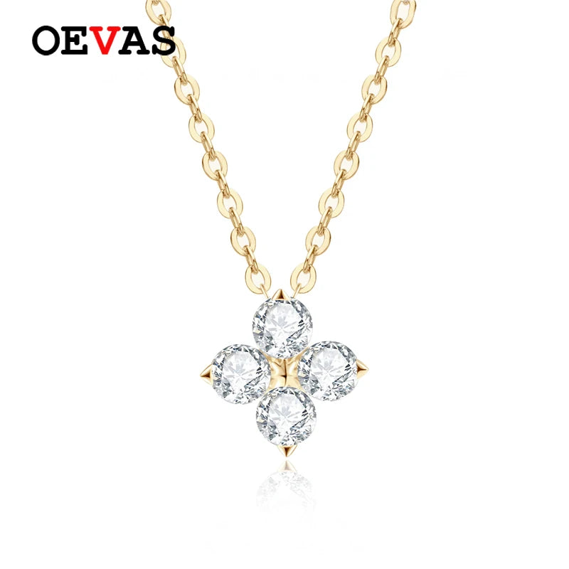 OEVAS 100% 925 Sterling Silver 0.4CT Moissanite Diamond Pendant Necklace For Women Sparkling Clavicle Chain Party Fine Jewelry