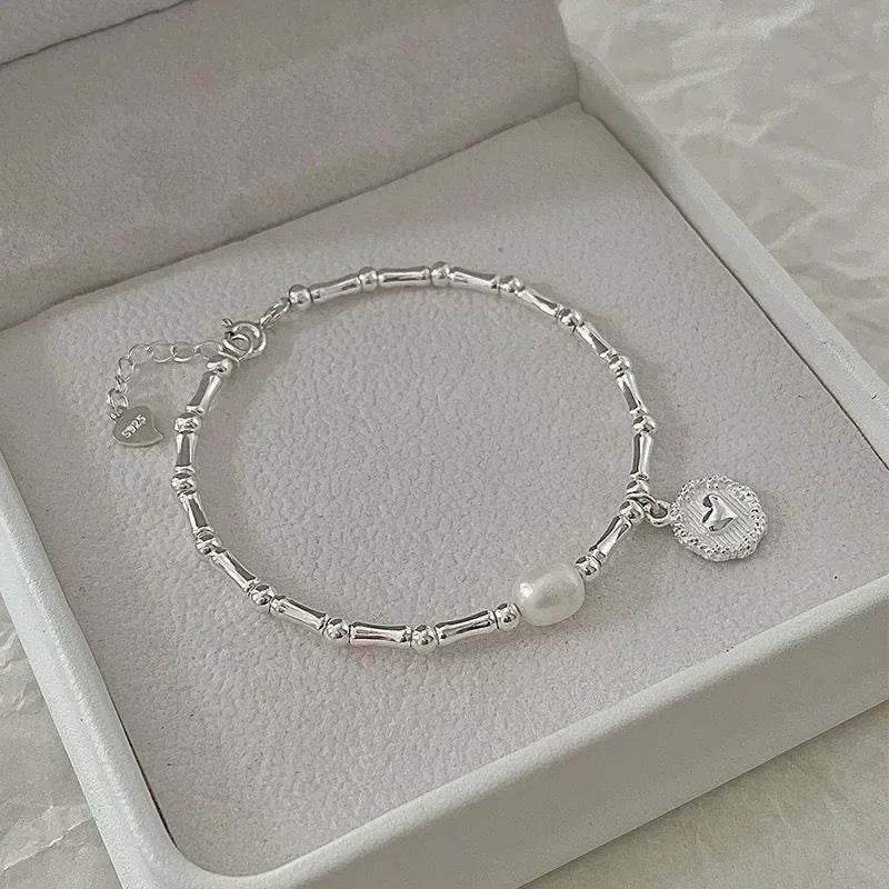 925 Sterling Silver Bracelet Partial Pearls Knots Bracelet for Women Simple Fashion Party Wedding Jewelry Girl Birthday Gifts - Imbasat