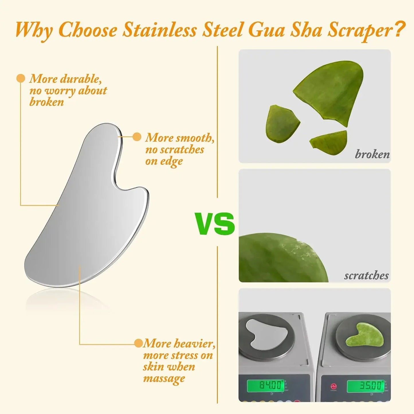 3PC Stainless Steel Gua Sha Scraper Skin Beauty Care Face Massager Full Body Neck Guasha Detox SPA Masssage Tool Stress Relax