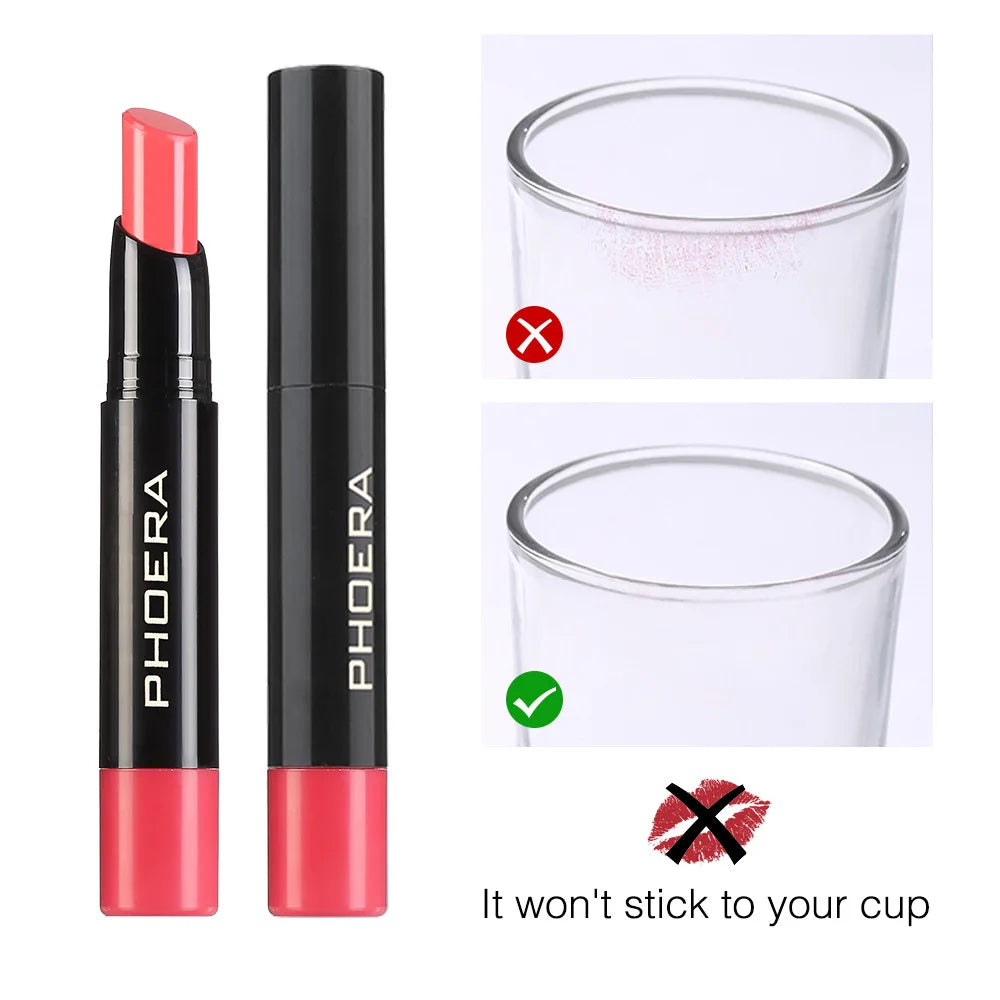 PHOERA 8 Colors New Lipstick Matte Long Lasting Lip Tint Waterproof Non-stick Cup Lip Glaze Red Lip Makeup Beauty Cosmetics
