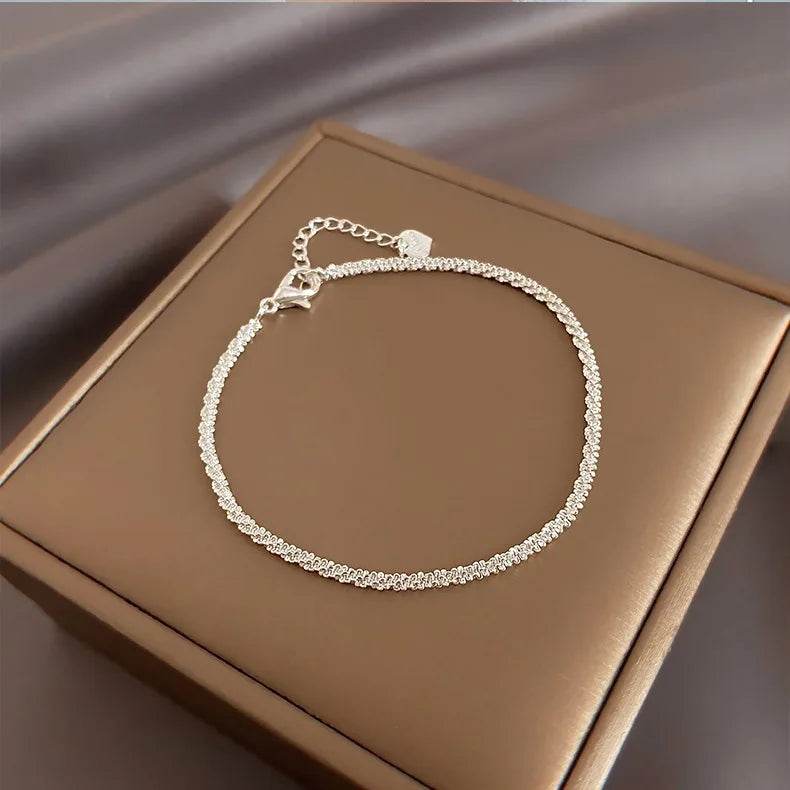 925 Sterling Silver Bracelet Partial Pearls Knots Bracelet for Women Simple Fashion Party Wedding Jewelry Girl Birthday Gifts - Imbasat