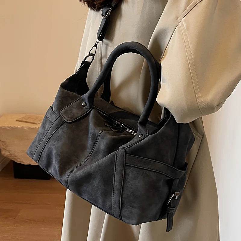 Retro Design PU Leather Shoulder Bags for Women 2024 Korean Fashion Big Armpit Bag Female Crossbody Bag Handbags - Imbasat