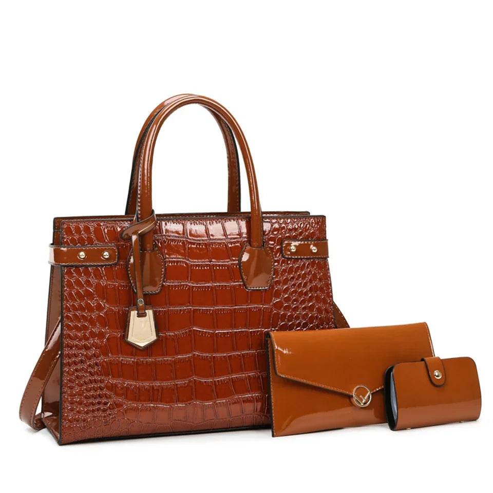 Pantent Leather Women Messenger Bags Crocodile Female Crossbody Shoulder Hand bags For Women 2024 High Quality Ladies Handbags - Imbasat