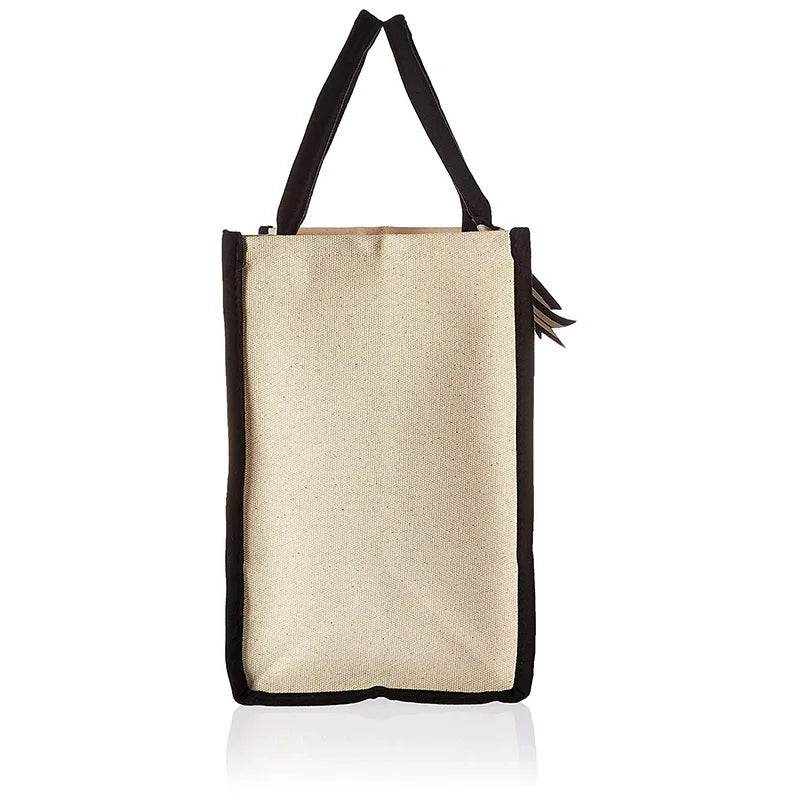 A-Z Canvas Totes bag Fashion Canvas Tote Letters Flower Portable Beach Shoulder Shopping Casual Beach Bag Large Capacity Handbag - Imbasat