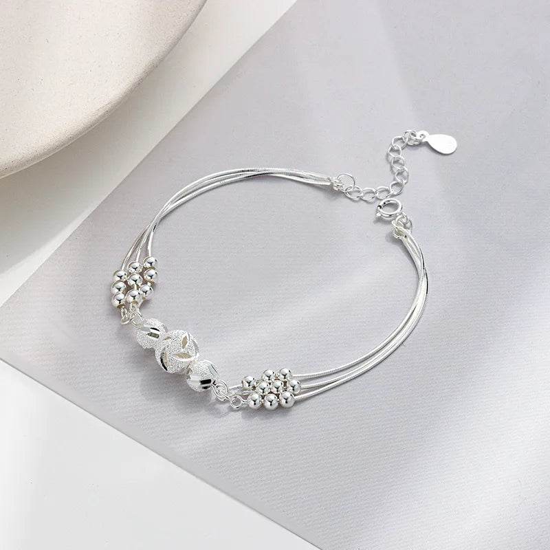 Luxury 925 Sterling Silver Bracelet for Woman Vintage Original Lucky Beads Ball Adjustable Bracelets Designer Jewelery Gifts - Imbasat