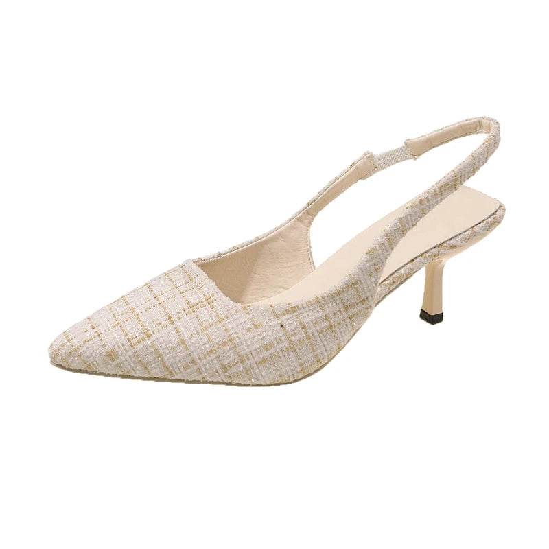Brand Designer Slingbacks High Heels Pumps Women Pointed Blue Pointed Toe Party Shoes Summer Thin Heeled Sandals High Heel Shoes - Imbasat