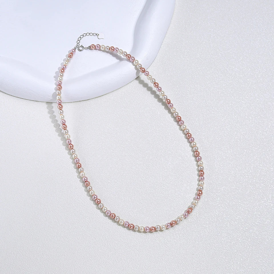 925 Sterling Silver 6mm Pearl Necklace For Women Jewelry On Neck Pearl Bead Choker Cheap Items With Party Gift