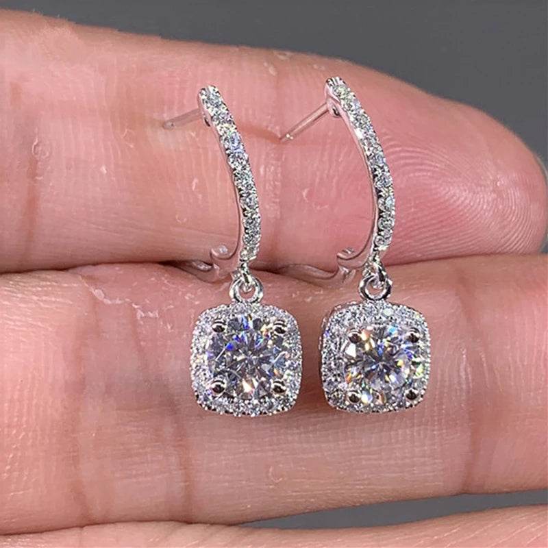 D Moissanite 3ct Earrings 925 Sterling Silver Original Certified Moissanite 1ct Hoop Drop Dangle Earrings 2ct Huggie for Women - Imbasat