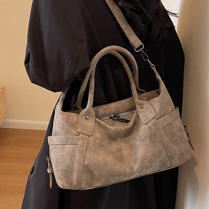 Retro Design PU Leather Shoulder Bags for Women 2024 Korean Fashion Big Armpit Bag Female Crossbody Bag Handbags - Imbasat