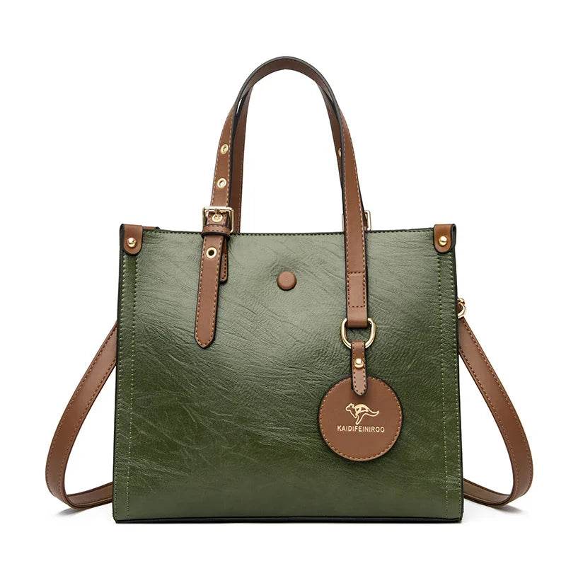 3 Layers Casual Tote Vintage Ladies Tote Hand Bag Leather Luxury Handbags Women Designer Bags for Women 2024 Sac A Main Femme - Imbasat