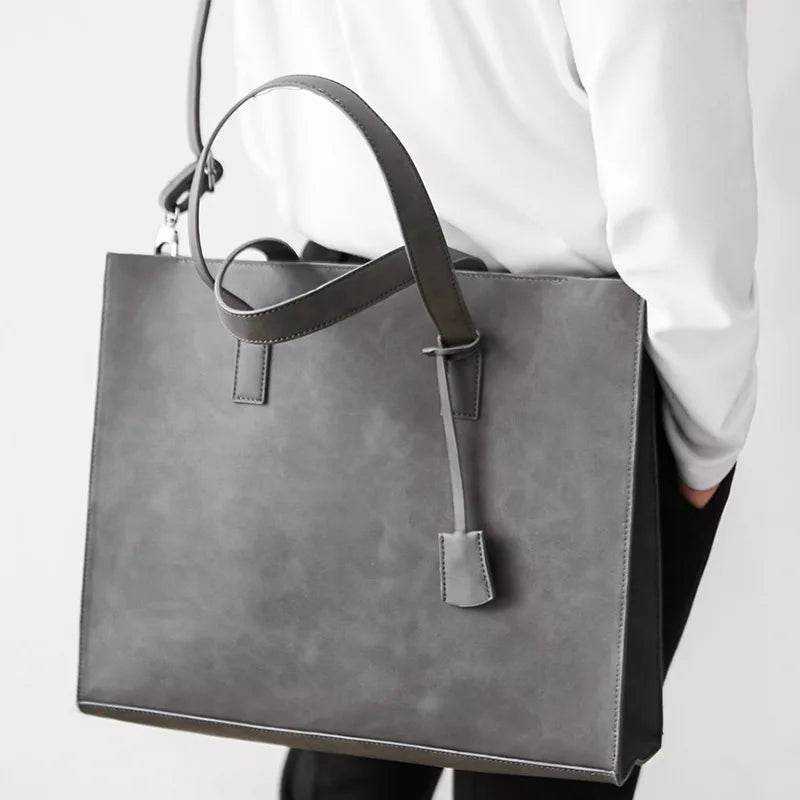 Luxury Soft Leather Handbag For Men Vintage Large Capacity Tote Bag Weekend Male Shoulder Messenger Bag Casual Crossbody Bag - Imbasat