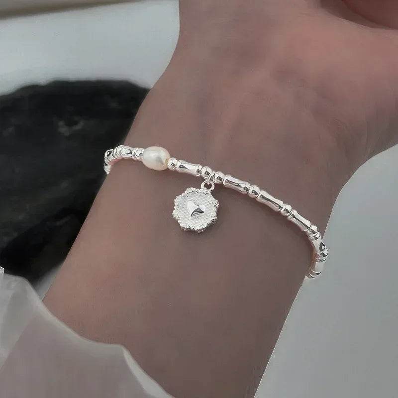 925 Sterling Silver Bracelet Partial Pearls Knots Bracelets for Women Fashion Luxury Design Bead Charm Bracelet Party Jewelry - Imbasat