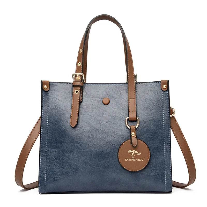 3 Layers Casual Tote Vintage Ladies Tote Hand Bag Leather Luxury Handbags Women Designer Bags for Women 2024 Sac A Main Femme - Imbasat