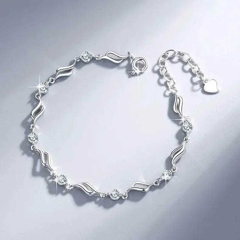 925 Sterling Silver Bracelet Pearls Knots Bracelet for Women Fashion Heart Pearls Irregular Bracelet Luxury Party Jewelry Gift - Imbasat