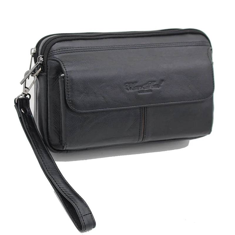 Men Clutch Bag Purse Handy Wallet Genuine Leather Business Mobile Cell Phone Case Handbags Purses Male Money Wrist Wallet Bag - Imbasat