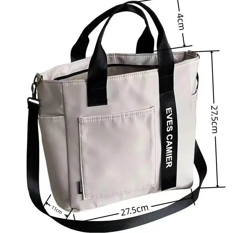 2024 New Casual Tote Large Capacity Shoulder Bag Nylon Waterproof Canvas Handbag Simple Fashion Messenger Bags For Schoolgirl - Imbasat