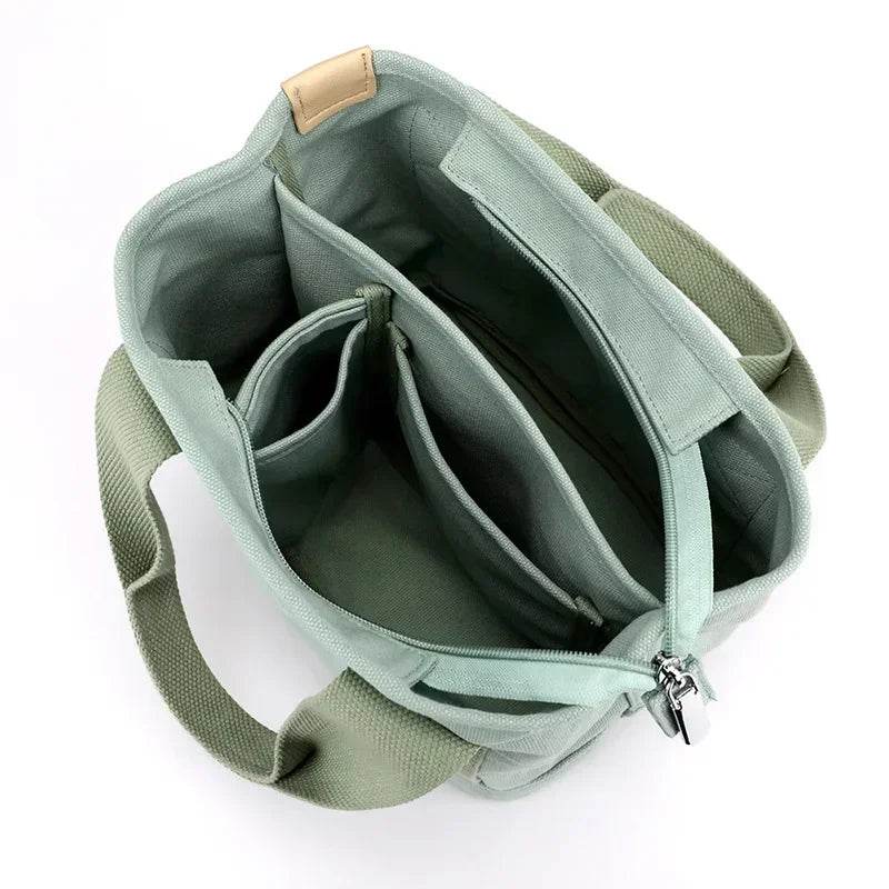 Small Bag with Zipper This Thousand Layer Bags Small Lady Single Shoulder Portable Thickened Canvas Mobile Phone Bucket Tote Bag - Imbasat