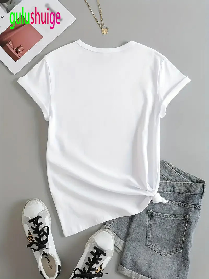 Women's Cat Graphic Print T-Shirt "Life Is Better with Tea Cats and Books" Design Short Sleeve Crew Neck Casual Top T Shirt