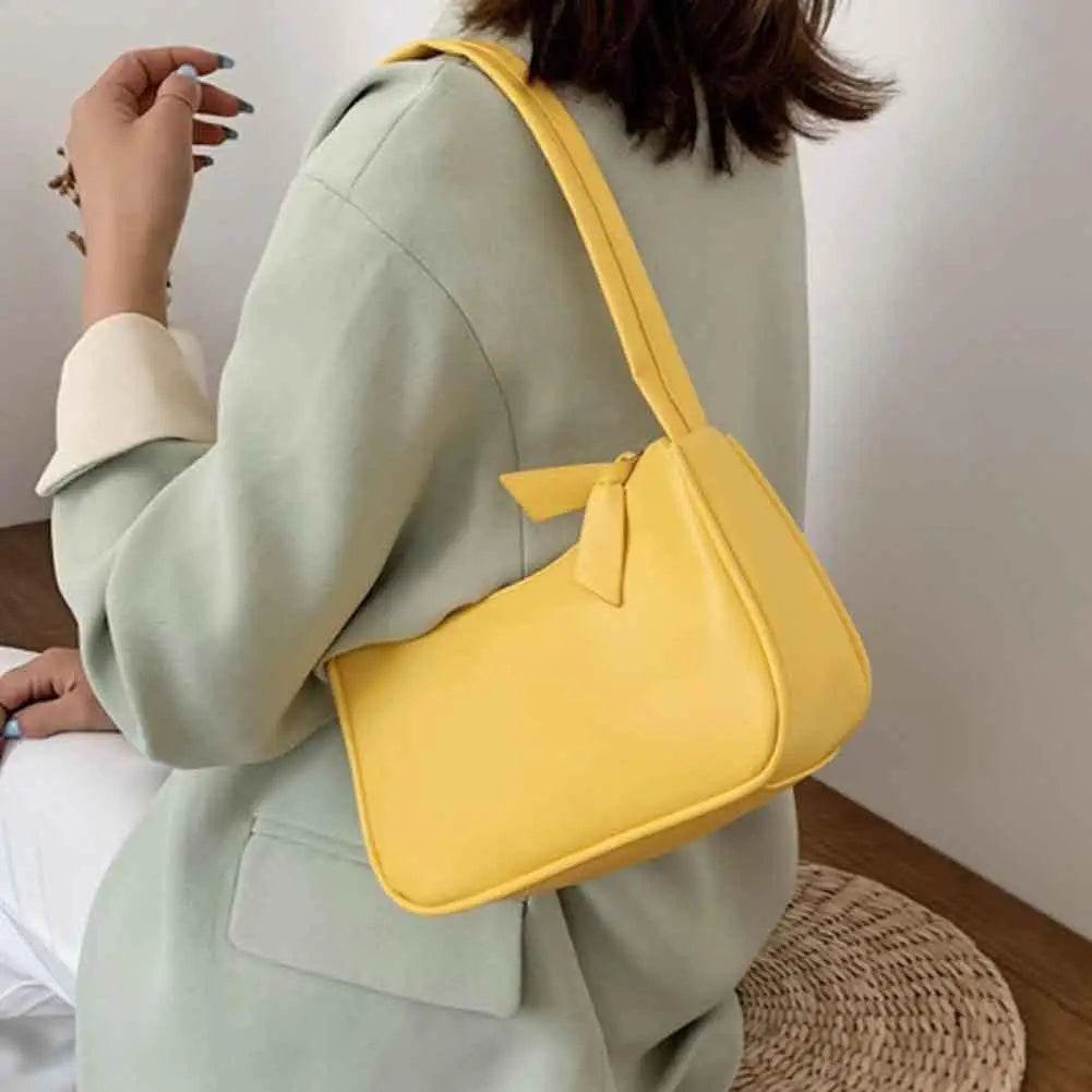 Handle Bag Women Retro Handbag PU Leather Shoulder Totes Underarm Vintage Top Handle Bag Female Small Subaxillary Bags Clutch - Imbasat