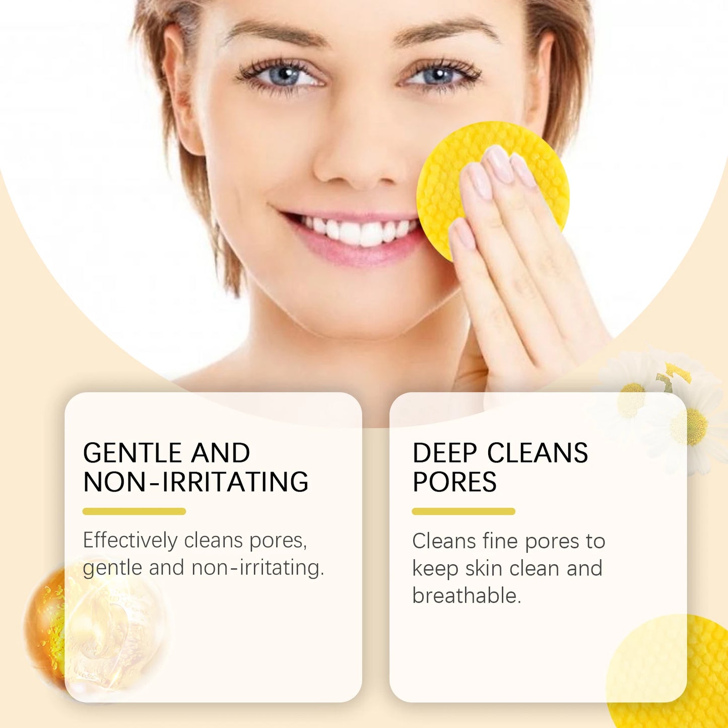 80Pcs Turmeric Kojic Acid Cleansing Pads Cleansing Exfoliating Pads Facial Sponges Refreshing Daily Facial Pore Cleansing Pad
