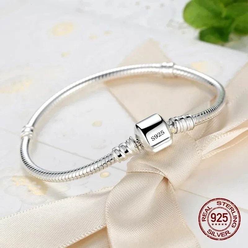 Luxury Handmade Original Fine Jewelry 925 Sterling Silver Charm Bracelet Soft Smooth Snake Bone Bracelets for Women - Imbasat