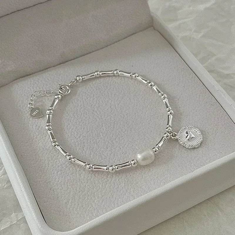925 Sterling Silver Bracelet Partial Pearls Knots Bracelet for Women Simple Fashion Party Wedding Jewelry Girl Birthday Gifts - Imbasat