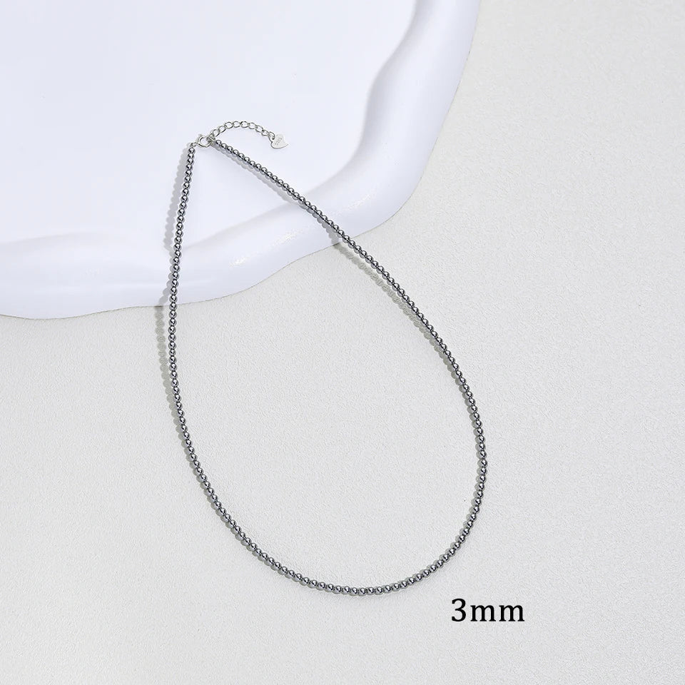 925 Sterling Silver 6mm Pearl Necklace For Women Jewelry On Neck Pearl Bead Choker Cheap Items With Party Gift