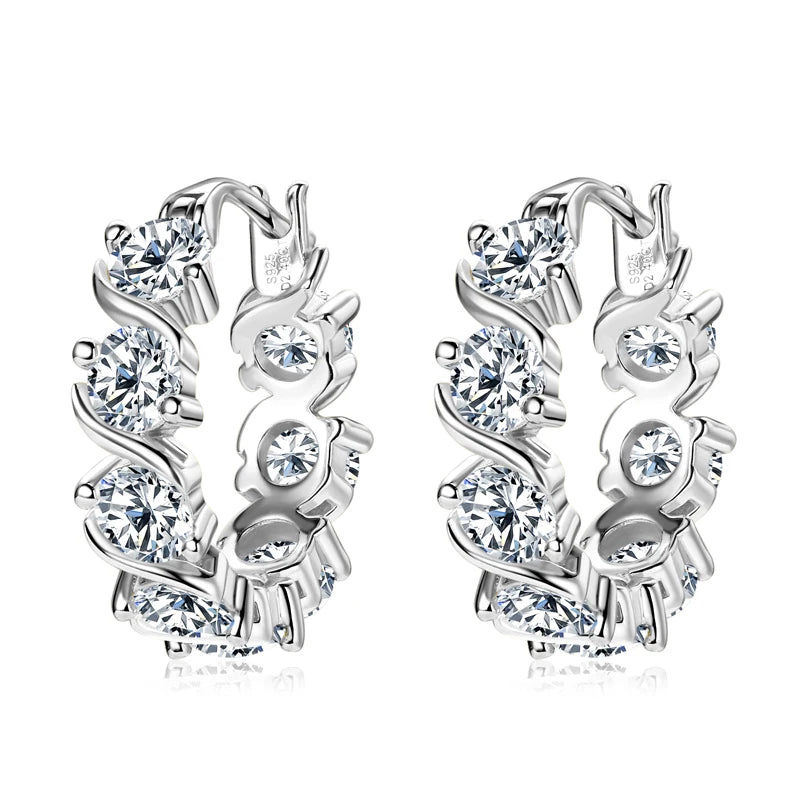 Anziw Jewelry Luxury 4.8CTW. 4mm Moissanite Earrings Hoops