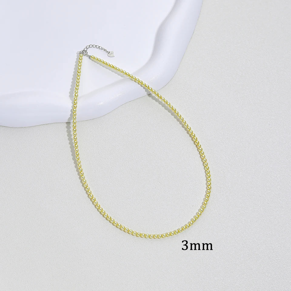 925 Sterling Silver 6mm Pearl Necklace For Women Jewelry On Neck Pearl Bead Choker Cheap Items With Party Gift