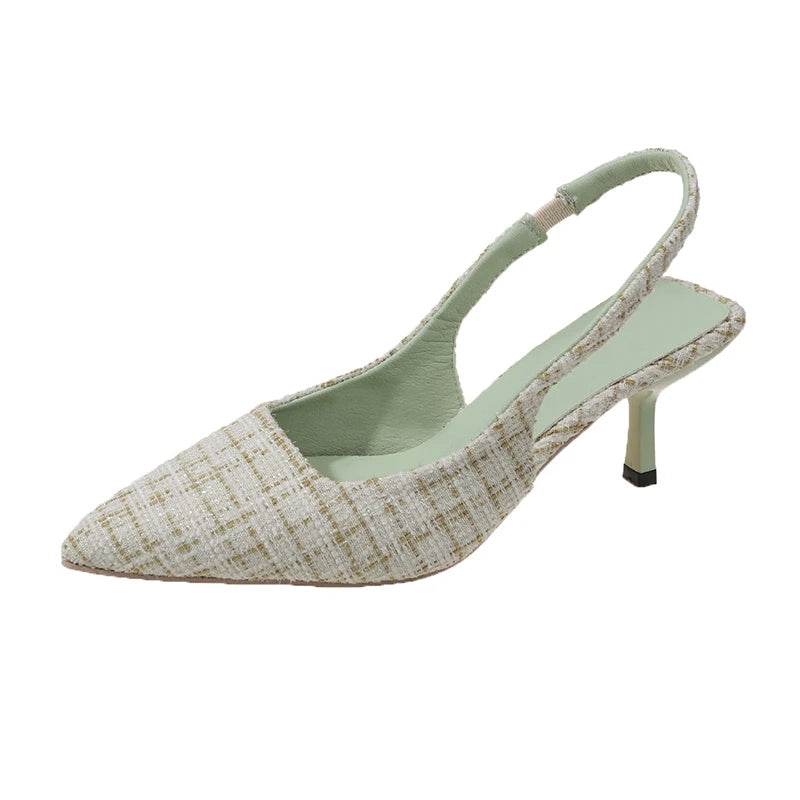 Brand Designer Slingbacks High Heels Pumps Women Pointed Blue Pointed Toe Party Shoes Summer Thin Heeled Sandals High Heel Shoes - Imbasat
